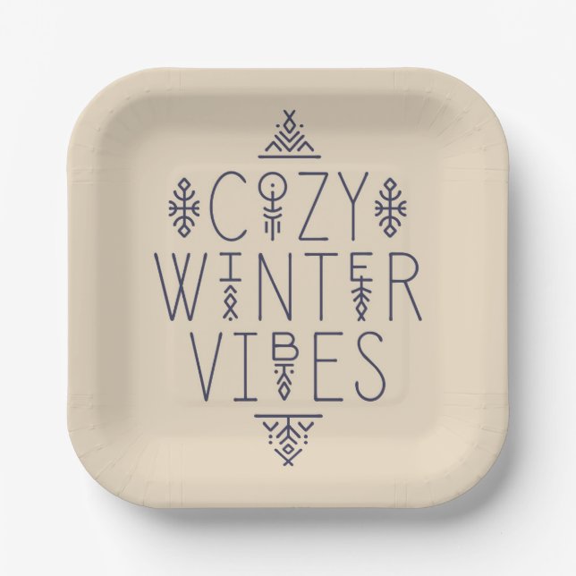 Cosy Winter Vibes Design Paper Plate (Front)