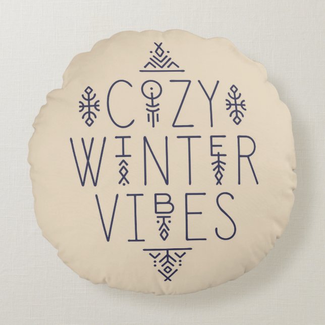 Cosy Winter Vibes Design Round Cushion (Front)
