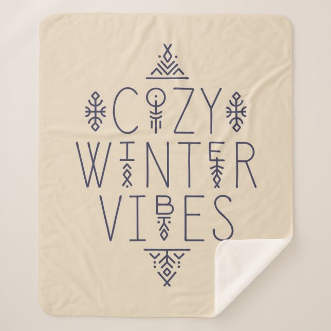 Cosy Winter Vibes Design Sherpa Blanket (Front)