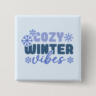 Cosy Winter Vibes - Snowflake Typography 15 Cm Square Badge