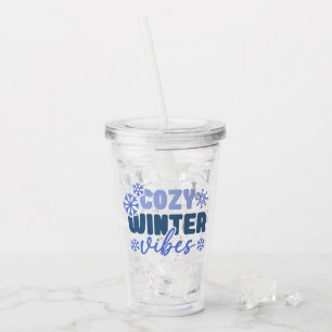 Cosy Winter Vibes - Snowflake Typography Acrylic Tumbler