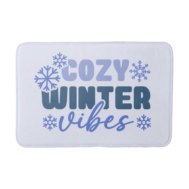 Cosy Winter Vibes - Snowflake Typography Bath Mat (Front)