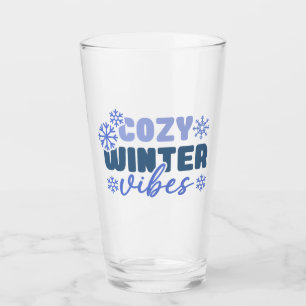 Cosy Winter Vibes - Snowflake Typography Glass