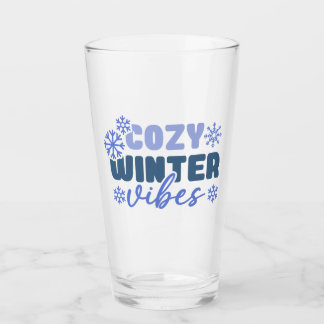 Cosy Winter Vibes - Snowflake Typography Glass