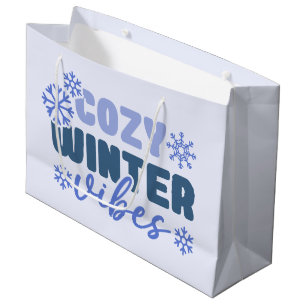 Cosy Winter Vibes - Snowflake Typography Large Gift Bag