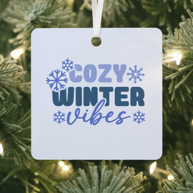 Cosy Winter Vibes - Snowflake Typography Metal Tree Decoration (Insitu)