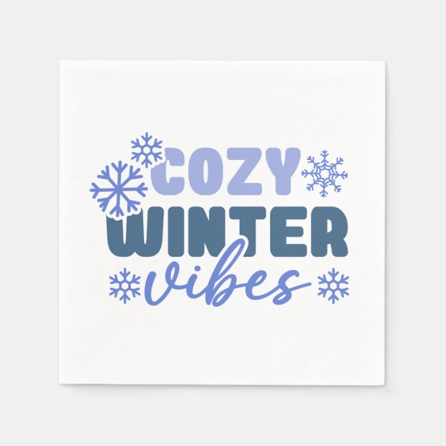 Cosy Winter Vibes - Snowflake Typography Napkin (Front)