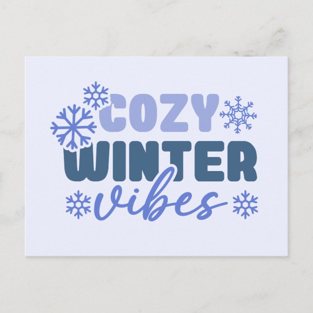 Cosy Winter Vibes - Snowflake Typography Postcard (Front)