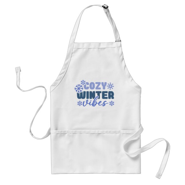 Cosy Winter Vibes - Snowflake Typography Standard Apron (Front)