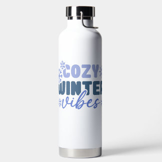 Cosy Winter Vibes - Snowflake Typography Water Bottle