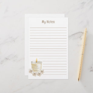cosy winter vibes, watercolor candle,lined holiday stationery