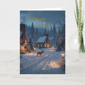 Cosy Winter Village Christmas Greeting Card