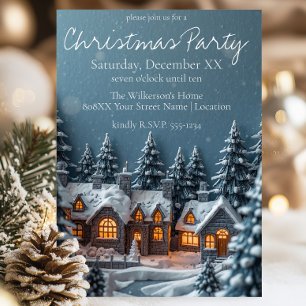 Cosy Winter Village Christmas Party Invitation