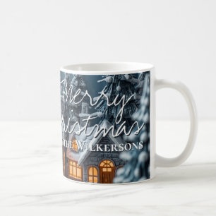 Cosy Winter Village Custom Name Christmas Coffee Mug