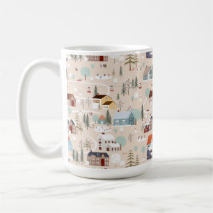 Cosy Winter Village Scene Pattern Coffee Mug