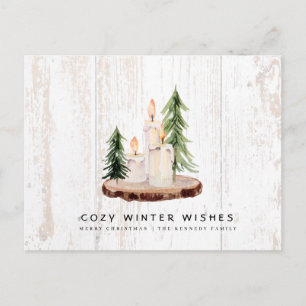 Cosy Winter Wishes Weathered Wood Country Xmas Invitation Postcard