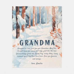 Cosy Winter Wonderland Grandma  Fleece Blanket