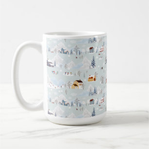 Cosy Winter Wonderland Ice Skating Village Pattern Coffee Mug