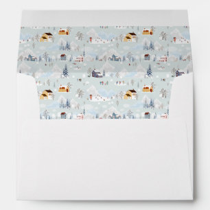 Cosy Winter Wonderland Ice Skating Village Pattern Envelope
