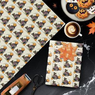 Cosy Witch Vibes Halloween Pumpkins Purple Wrapping Paper