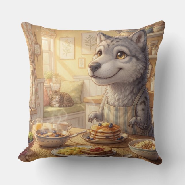 Cosy Wolf Breakfast Pillow (Front)