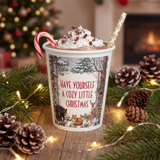 Cosy Woodland Animals Christmas Paper Cups
