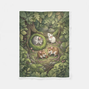 Cosy Woodland Animals Inside Tree Hollow Fleece Bl Blanket