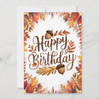 Cosy Woodland Autumn Fall Happy Birthday Card