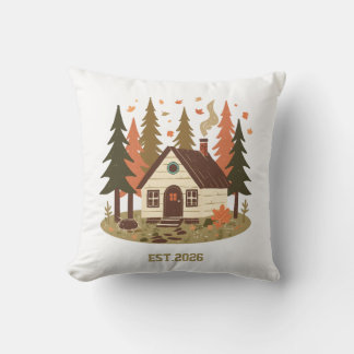 Cosy Woodland Cabin Autumn and Winter Custom Produ Cushion