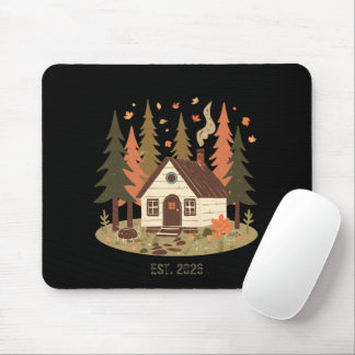 Cosy Woodland Cabin Autumn and Winter Custom Produ Mouse Pad