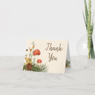 Cosy Woodland Cottagecore Wooden Heart Wedding Thank You Card