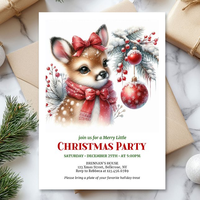 Cosy woodland deer Christmas kids invite digital  (Cozy woodland deer Christmas kids invite digital download)
