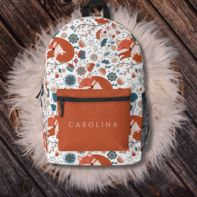 Cosy Woodland Fox Custom Name Backpack (Creator Uploaded)