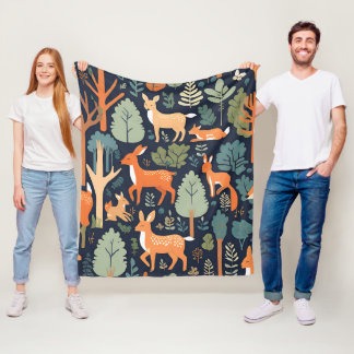 Cosy Woodland Friends Fleece Blanket