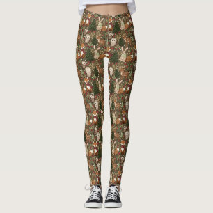 Cosy Woodland Friends Winter Cottagecore Leggings