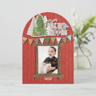 Cosy Woodland Holiday Card Red Ornamental