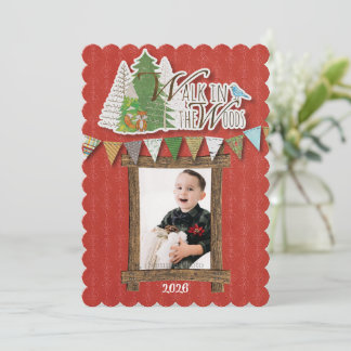 Cosy Woodland Holiday Card Red Ornamental