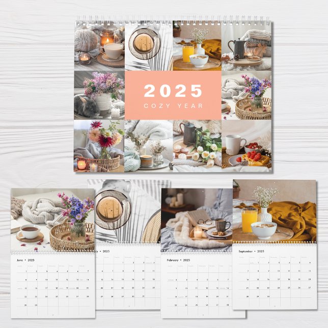 Cosy Year Photo Collage Modern 2025 Calendar (Creator Uploaded)