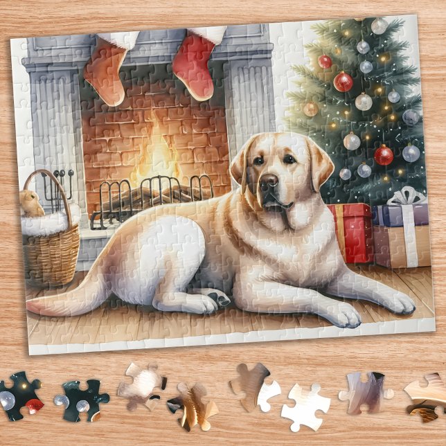 Cosy Yellow Labrador Retriever Dog Christmas  Jigsaw Puzzle (Creator Uploaded)