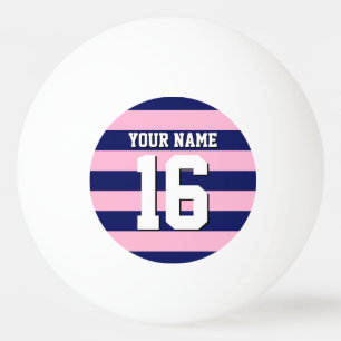 Cot Candy Pink Navy Blue Team Jersey Preppy Stripe Ping Pong Ball