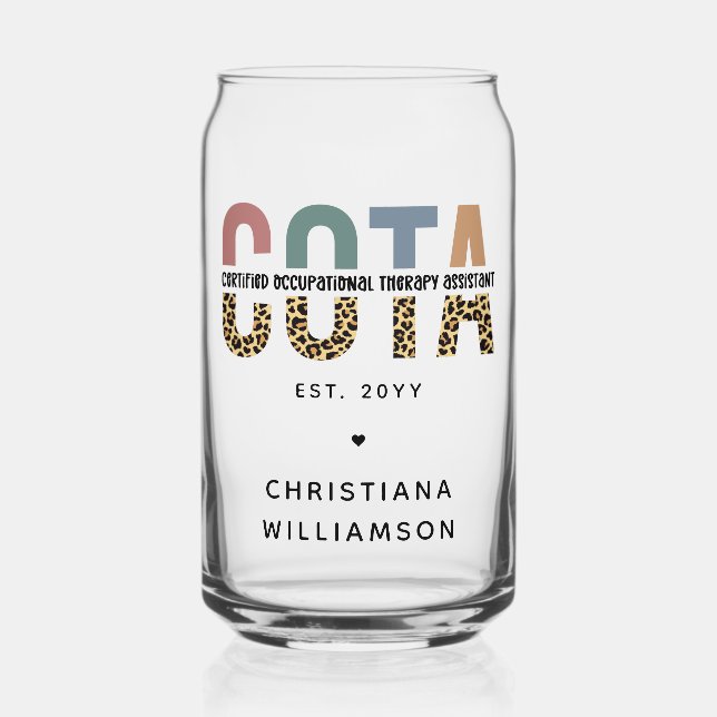 COTA Certified Occupational Therapy Assistant Can Glass (Front)