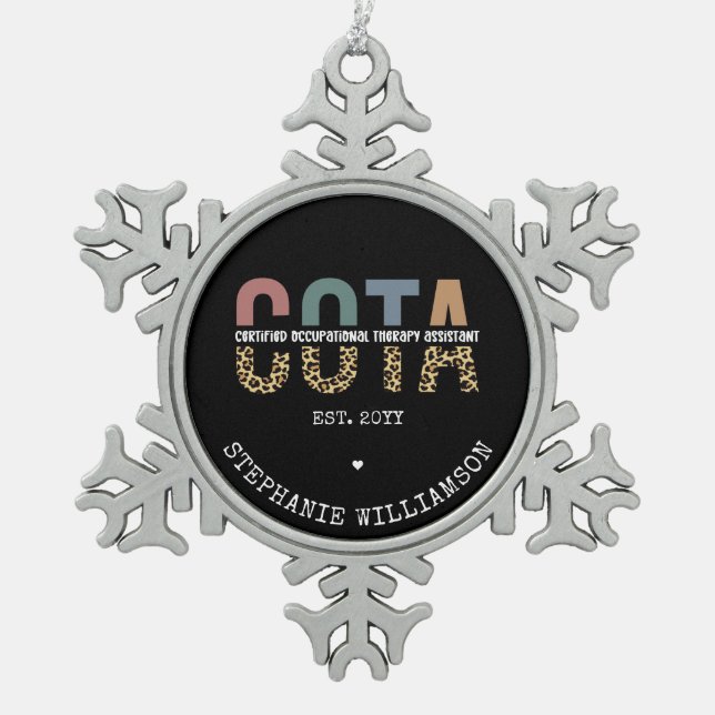 COTA Certified Occupational Therapy Assistant Snowflake Pewter Christmas Ornament (Front)