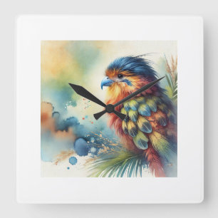 Cotara in the Wilderness 201024AREF143 - Watercolo Square Wall Clock