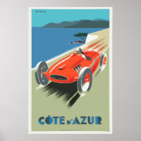 Cote d Azur French vintage Travel poster