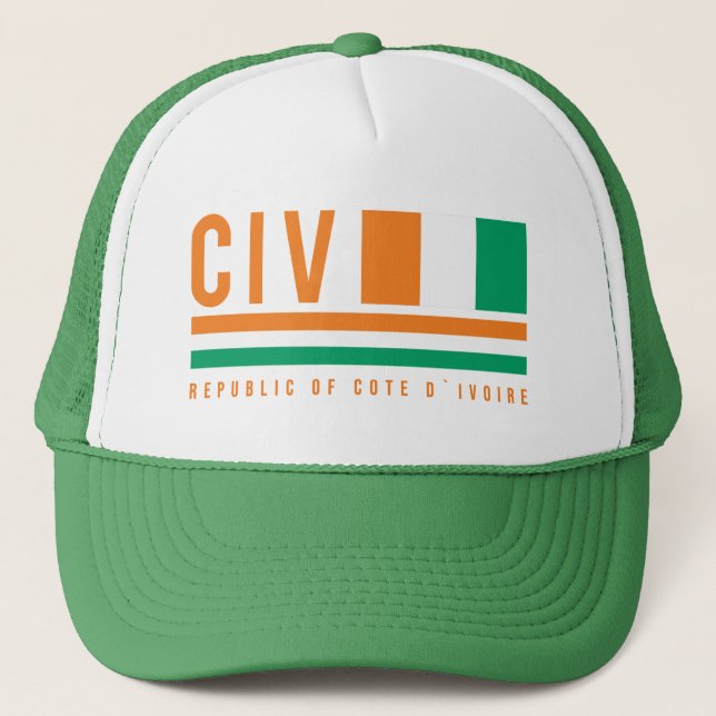 Cote d`Ivoire ISO Code Design Trucker Hat (Front)