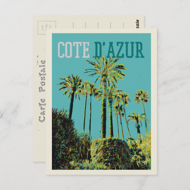 Cote d'Azur France, mediterranean palm trees Postcard (Front/Back)