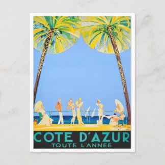 Cote D'Azur France vintage travel Postcard