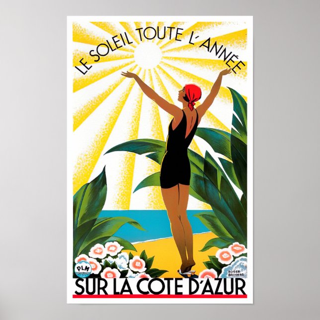 Cote D'Azur France vintage travel Poster (Front)
