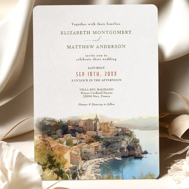 Cote d'Azur French Coastal Destination Wedding Inv Invitation (Creator Uploaded)