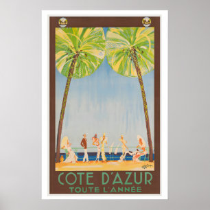 Côte d'Azur French Riviera All Year Vintage Travel Poster